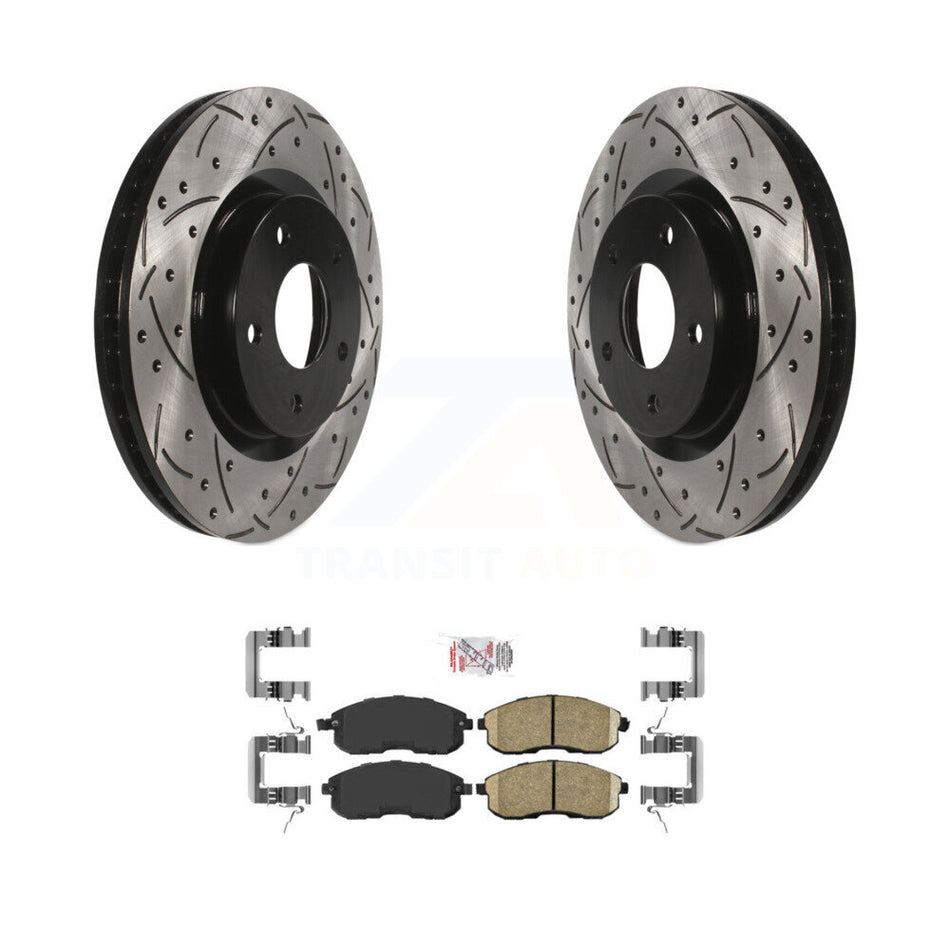 Front Coated Drill Slot Disc Brake Rotor Ceramic Pad Kit For 2007-2012 Nissan Sentra SE-R KDA-100404