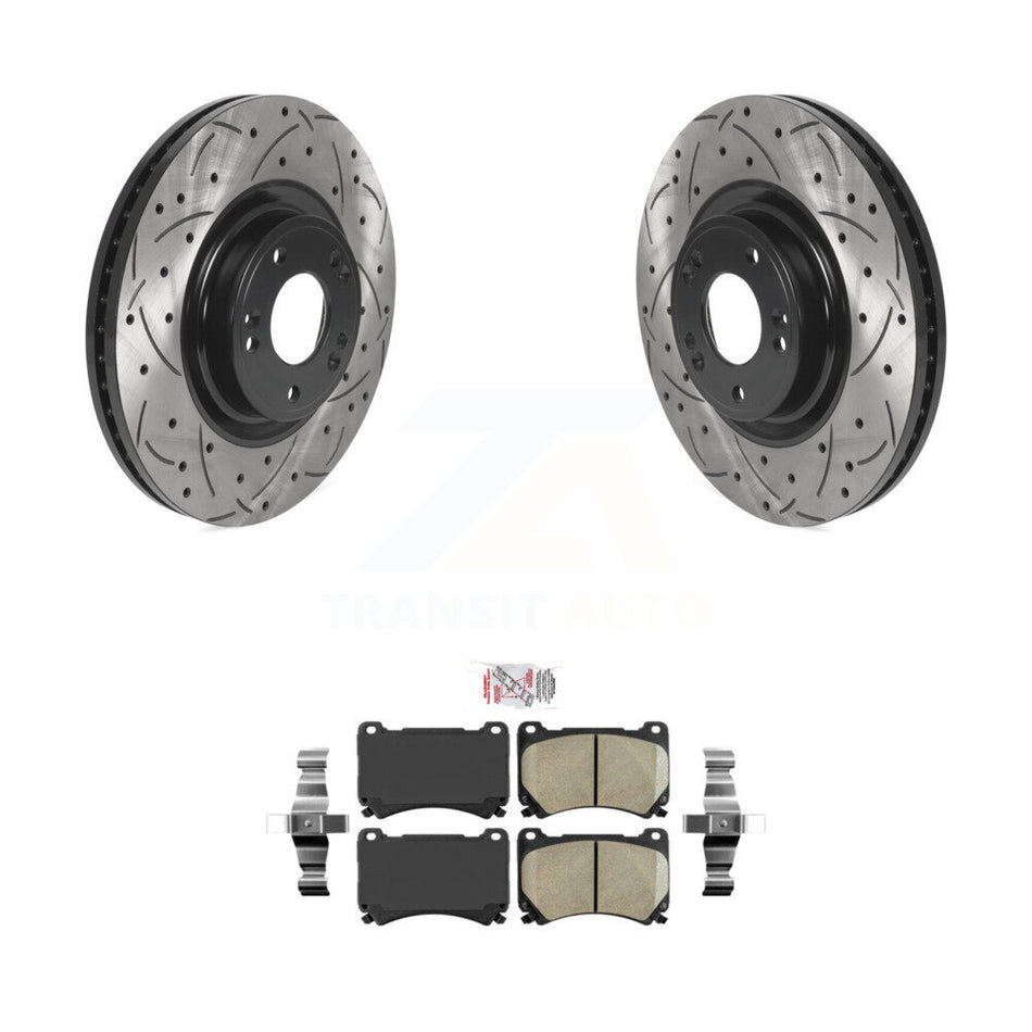 Front Coated Drilled Slotted Disc Brake Rotors And Ceramic Pads Kit For Hyundai Genesis KDA-100405