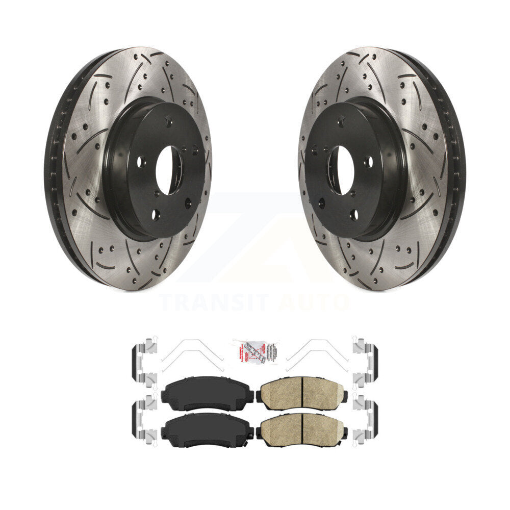 Front Coated Drill Slot Disc Brake Rotor Ceramic Pad Kit For 2016-2019 Subaru Legacy 2.5L KDA-100418