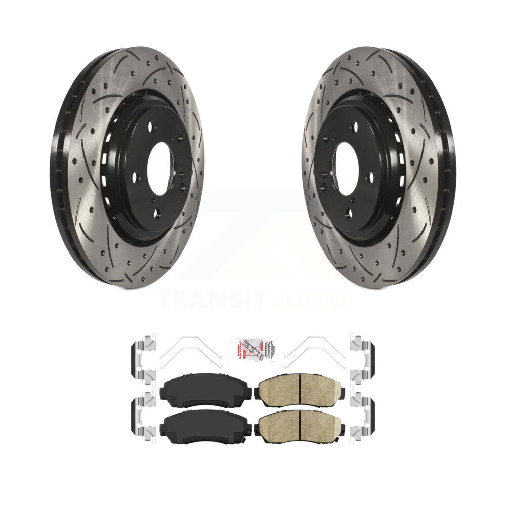 Front Coated Drilled Slotted Disc Brake Rotors Ceramic Pad Kit For Honda Odyssey Passport KDA-100436