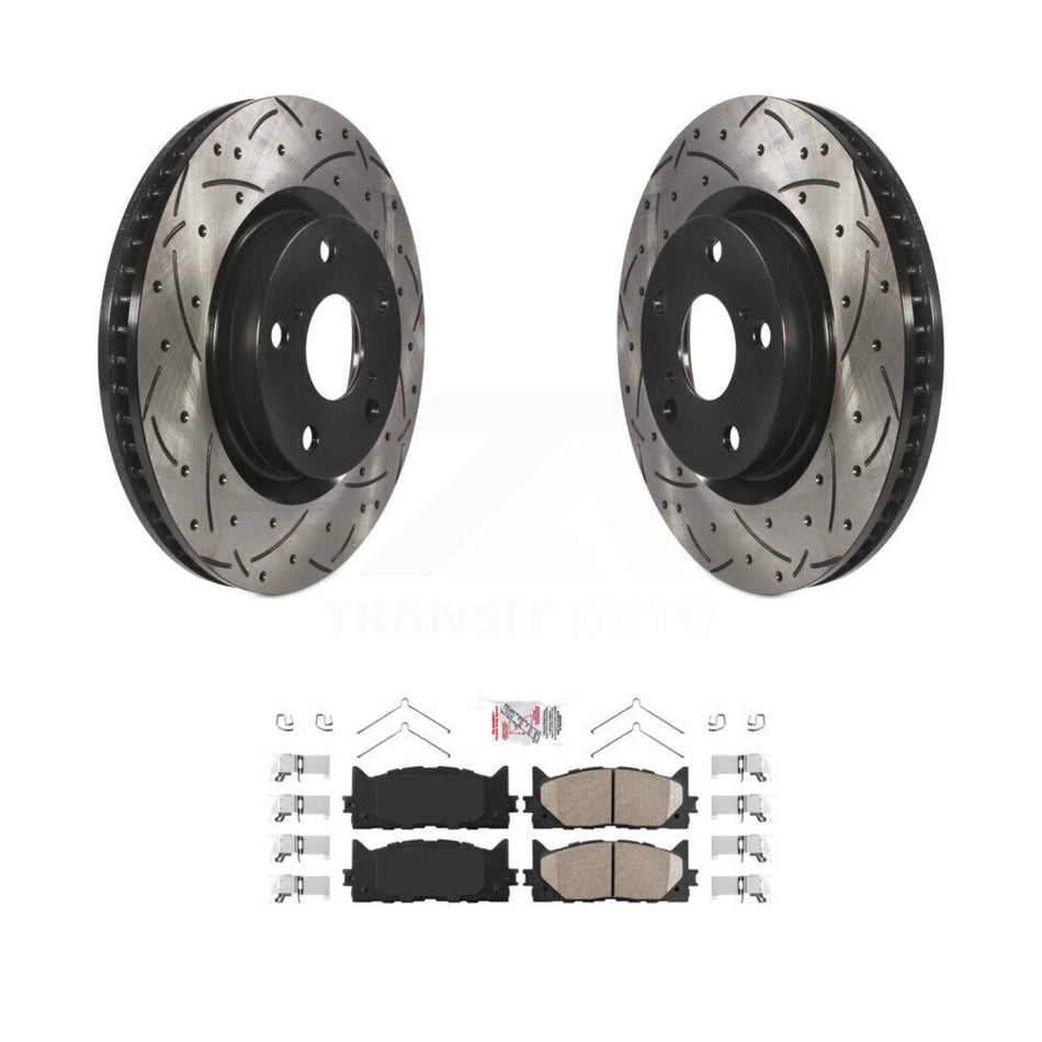 Front Drilled Slot Brake Rotor Ceramic Pad Kit For Toyota Camry Lexus ES350 Avalon ES300h KDA-100442