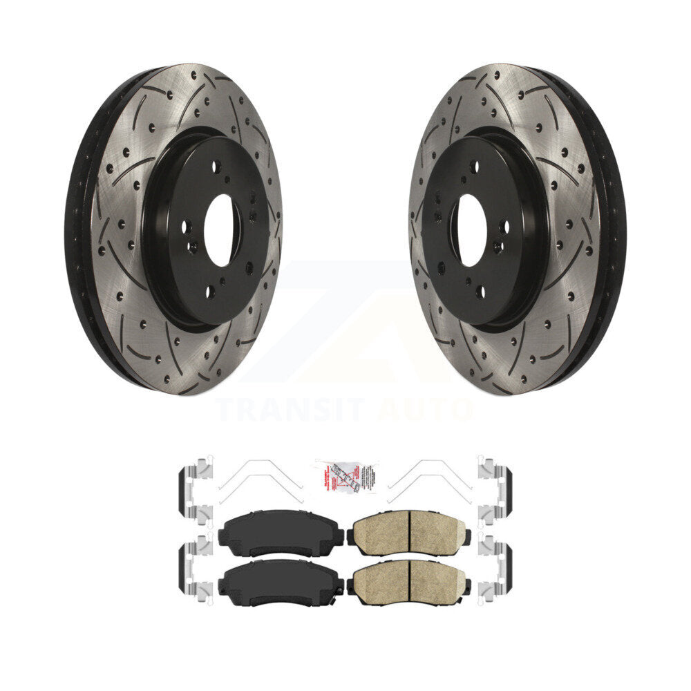Front Drilled Slot Brake Rotors Ceramic Pad Kit For Honda CR-V Acura RDX Accord Crosstour KDA-100444