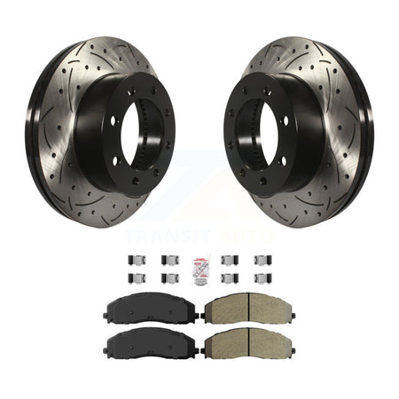 Front Drill Slot Brake Rotors Semi-Metallic Pad Kit For Ford F-350 Super Duty F-250 F-450 KDA-100445