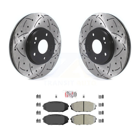 Front Coat Drill Slot Disc Brake Rotors Semi-Metallic Pad Kit For Honda Odyssey Acura MDX KDA-100456