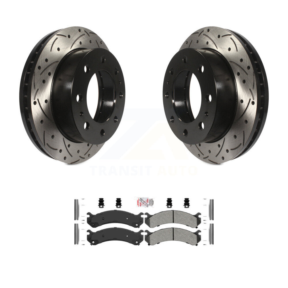 Front Drill Slot Brake Rotors Semi-Metallic Pad Kit For GMC Chevrolet Sierra 2500 HD 3500 KDA-100459