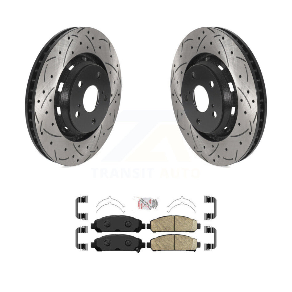 Front Coated Drilled Slotted Disc Brake Rotors Ceramic Pad Kit For 2009-2016 Toyota Venza KDA-100464