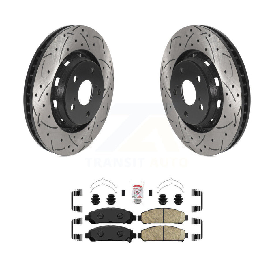Front Coated Drilled Slotted Disc Brake Rotors Ceramic Pad Kit For 2009-2016 Toyota Venza KDA-100465