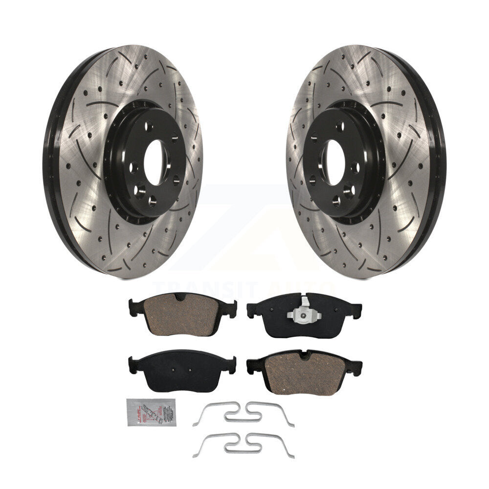 Front Coated Drilled Slotted Disc Brake Rotors And Ceramic Pads Kit For Volvo XC60 KDA-100468