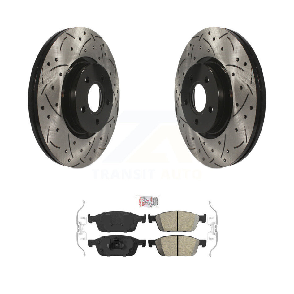 Front Drill Slot Brake Rotors Ceramic Pad Kit For Ford Escape Transit Connect Lincoln MKC KDA-100470