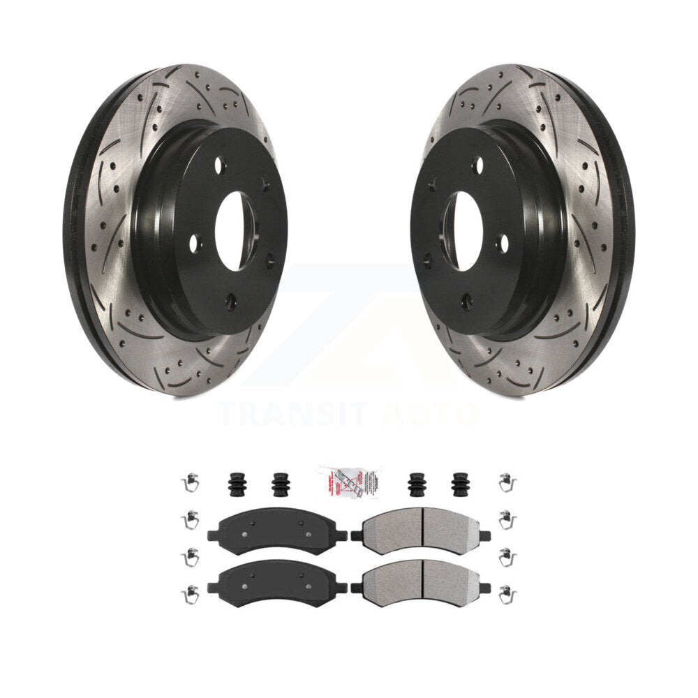Front Drilled Slot Brake Rotors Semi-Metallic Pad Kit For Ram 1500 Classic Dodge Chrysler KDA-100478