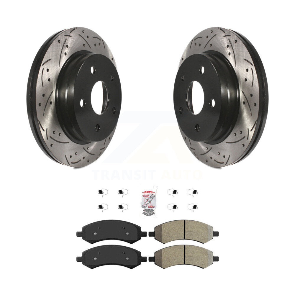 Front Drilled Slot Brake Rotors Semi-Metallic Pad Kit For Ram 1500 Classic Dodge Chrysler KDA-100479
