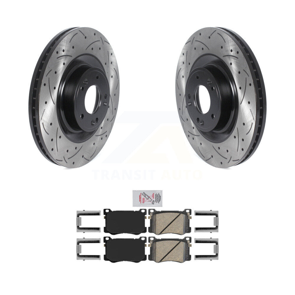 Front Drilled Slot Disc Brake Rotor Ceramic Pad Kit For Hyundai Genesis G80 Kia K900 3.8L KDA-100486