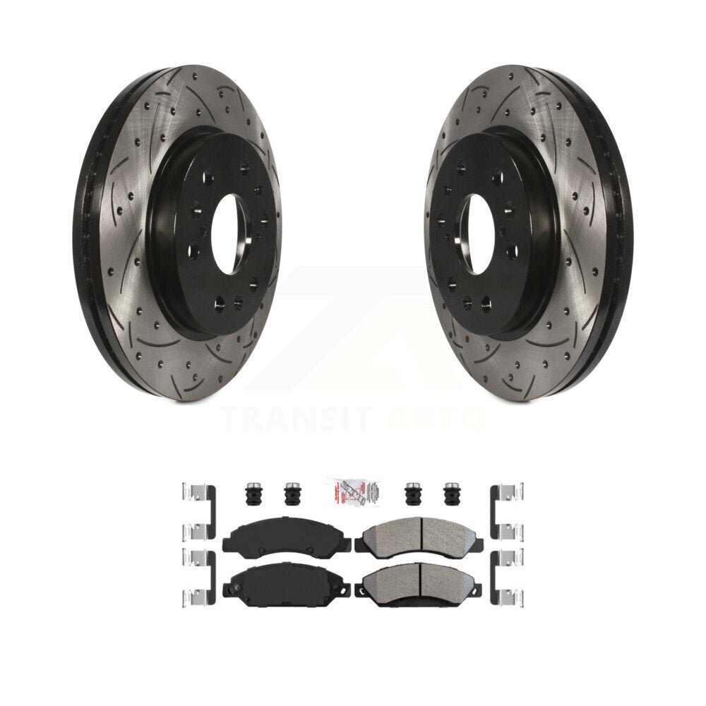 Front Drilled Slot Brake Rotor Semi-Metallic Pad Kit For Chevrolet Avalanche Cadillac GMC KDA-100503