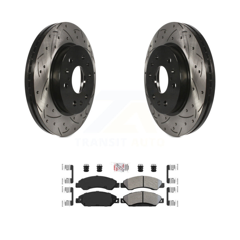 Front Drilled Slot Brake Rotor Semi-Metallic Pad Kit For Chevrolet Avalanche Cadillac GMC KDA-100503