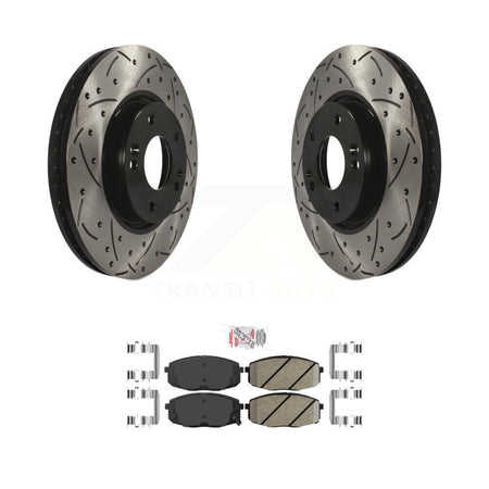 Front Coated Drilled Slotted Disc Brake Rotor & Ceramic Pad Kit For Kia Forte Koup Forte5 KDA-100513