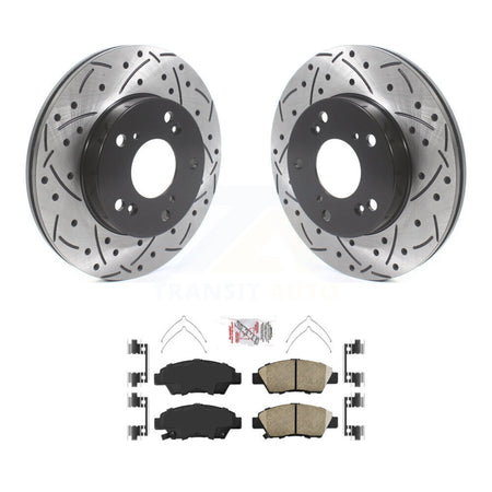 Front Coated Drilled Slotted Disc Brake Rotors & Ceramic Pad Kit For 2011-2015 Honda CR-Z KDA-100519