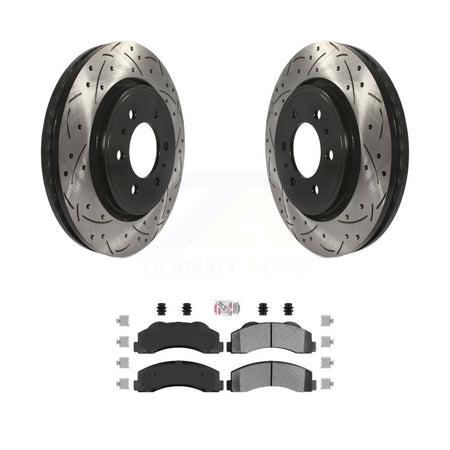 Front Drill Slot Disc Brake Rotor Semi-Metallic Pad Kit For Ford F-150 Expedition Lincoln KDA-100520