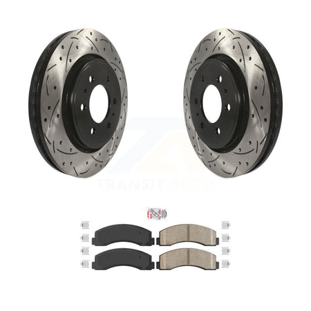 Front Drill Slot Brake Rotors Ceramic Pad Kit For Ford F-150 Expedition Lincoln Navigator KDA-100523