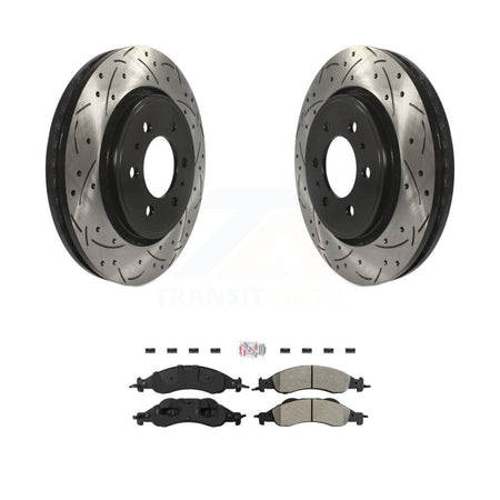 Front Drill Slot Brake Rotors Semi-Metallic Pad Kit For Ford Expedition Lincoln Navigator KDA-100524