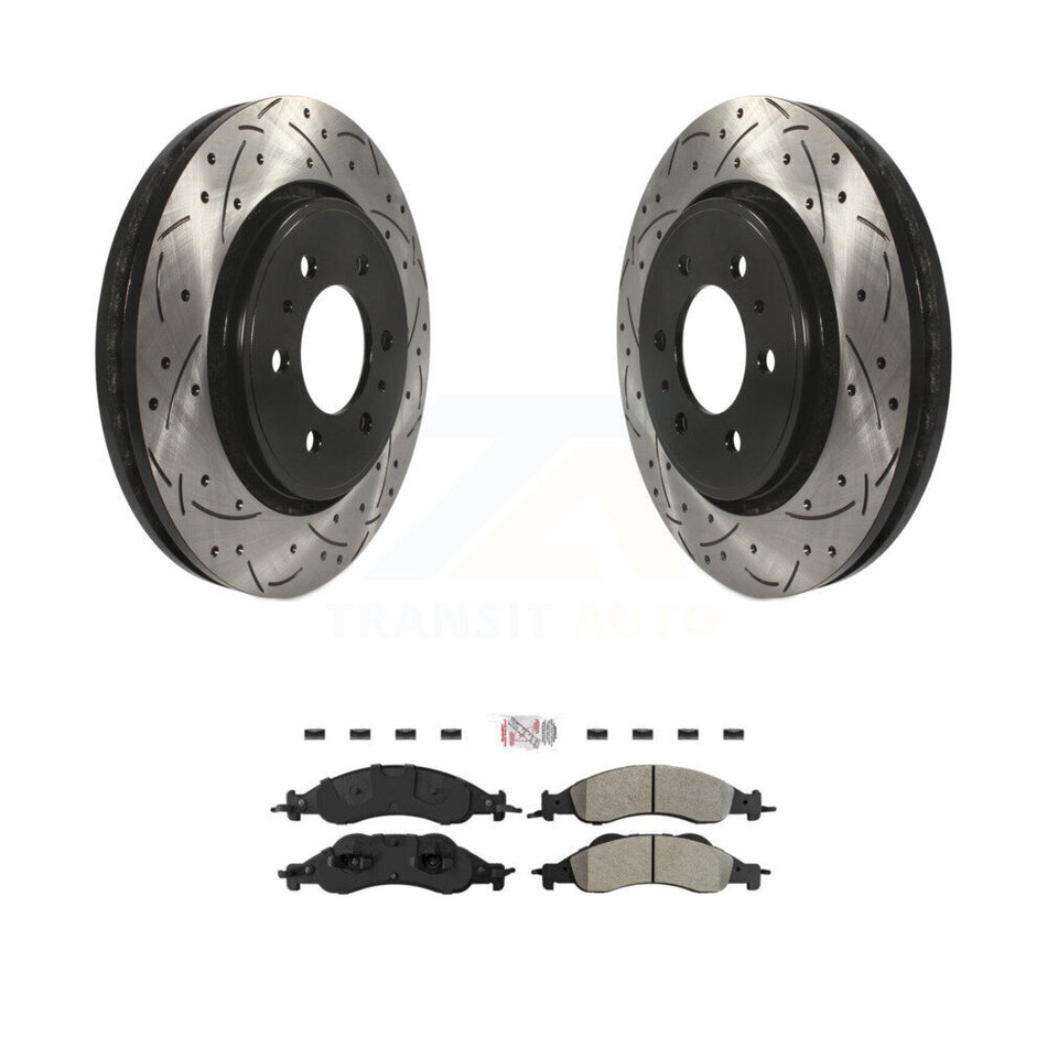 Front Drill Slot Brake Rotors Semi-Metallic Pad Kit For Ford Expedition Lincoln Navigator KDA-100524