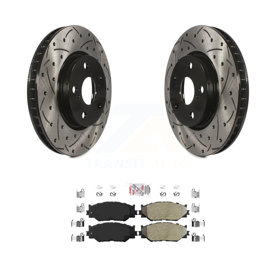 Front Coated Drilled Slotted Disc Brake Rotors And Semi-Metallic Pads Kit For Lexus IS250 KDA-100525