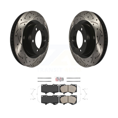 Front Drilled Slot Brake Rotor & Ceramic Pad Kit For 2010-2023 Toyota 4Runner Lexus GX460 KDA-100527