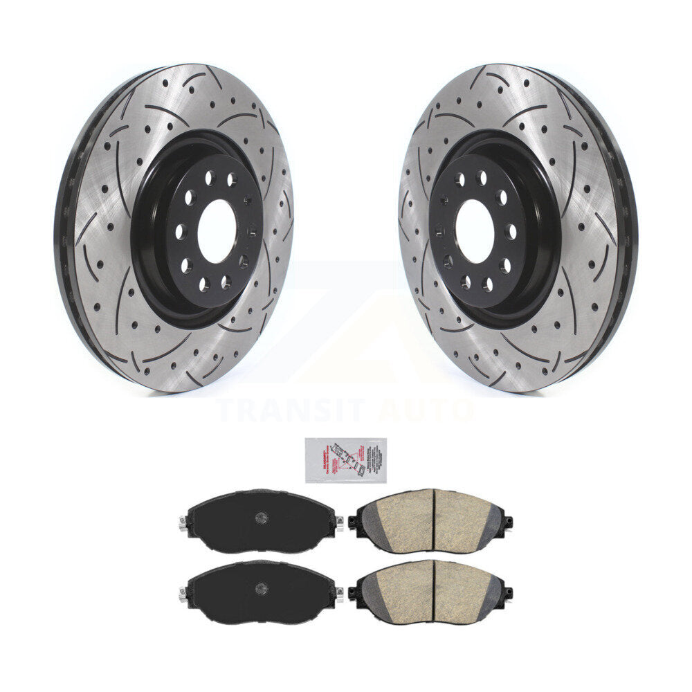 Front Drill Slot Brake Rotor Ceramic Pad Kit For Volkswagen Tiguan Jetta Audi Q3 GTI Golf KDA-100529