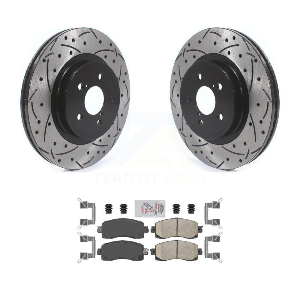 Front Coated Drilled Slot Disc Brake Rotor & Ceramic Pad Kit For Subaru Crosstrek Impreza KDA-100536