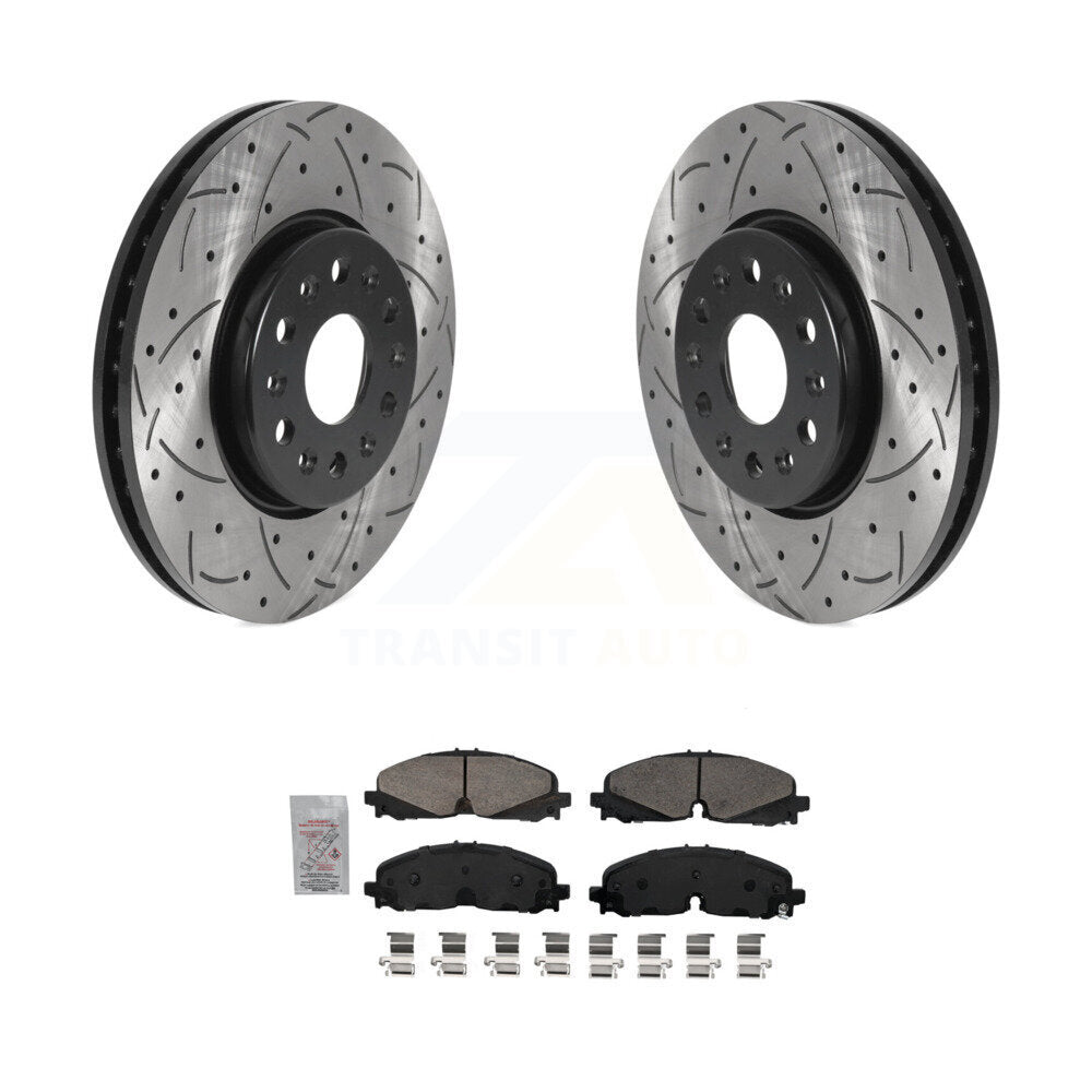 Front Drilled Slot Brake Rotor & Ceramic Pad Kit For Chevrolet Traverse Blazer GMC Acadia KDA-100541