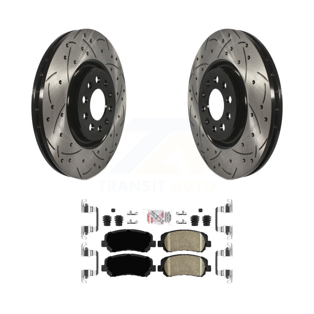 Front Coated Drilled Slot Disc Brake Rotor Ceramic Pad Kit For Jeep Cherokee Chrysler 200 KDA-100542