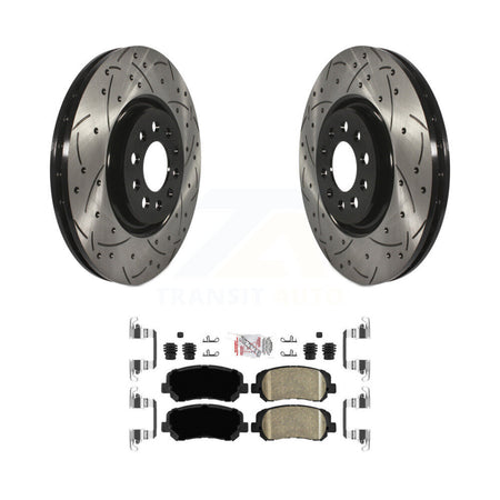 Front Coated Drilled Slot Disc Brake Rotor Ceramic Pad Kit For Jeep Cherokee Chrysler 200 KDA-100542