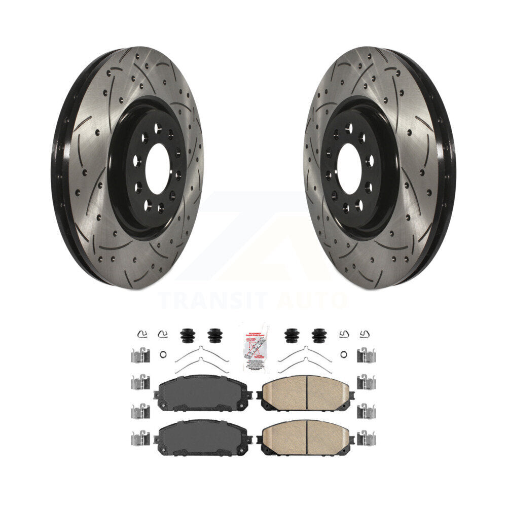 Front Drilled Slot Brake Rotor Ceramic Pad Kit For Jeep Cherokee With Dual Piston Caliper KDA-100543