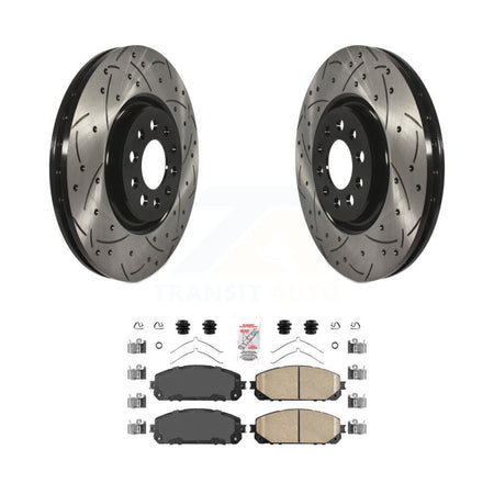 Front Drilled Slot Brake Rotor Ceramic Pad Kit For Jeep Cherokee With Dual Piston Caliper KDA-100543