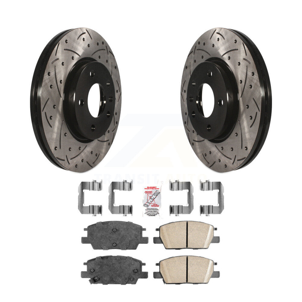 Front Drilled Slot Brake Rotor & Ceramic Pad Kit For Chevrolet Equinox GMC Terrain Malibu KDA-100549