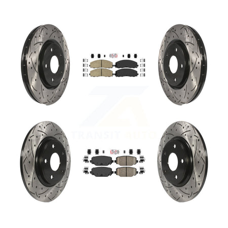 Front Rear Ceramic Pad Drill Slot Brake Rotors Kit For Dodge Grand Caravan Journey Town & KDA-100554