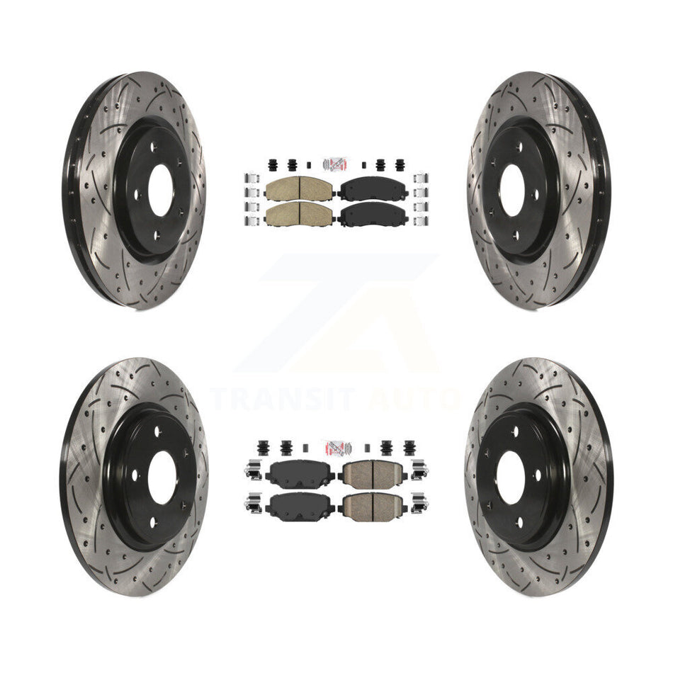 Front Rear Ceramic Pad Drill Slot Brake Rotors Kit For Dodge Grand Caravan Journey Town & KDA-100554