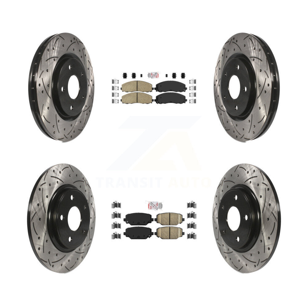 Front Rear Ceramic Pad Drill Slot Brake Rotors Kit For Dodge Grand Caravan Journey Town & KDA-100555