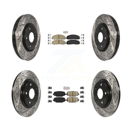 Front Rear Ceramic Pad Drill Slot Brake Rotors Kit For Dodge Grand Caravan Journey Town & KDA-100557