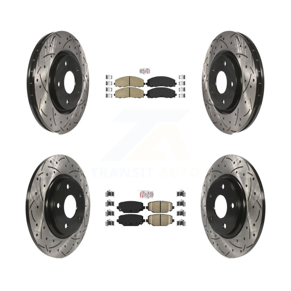 Front Rear Ceramic Pad Drill Slot Brake Rotors Kit For Dodge Grand Caravan Journey Town & KDA-100557