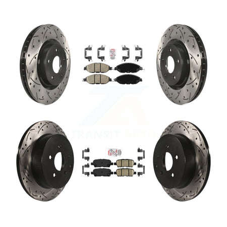 Front Rear Ceramic Pad Drilled Slot Brake Rotor Kit For Nissan Murano Pathfinder INFINITI KDA-100559