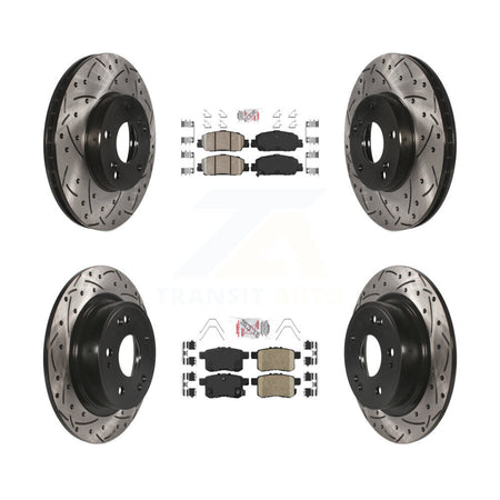 Front Rear Ceramic Pad Drilled Slot Brake Rotors Kit For 2016 Honda Accord LX-S with 2.4L KDA-100567