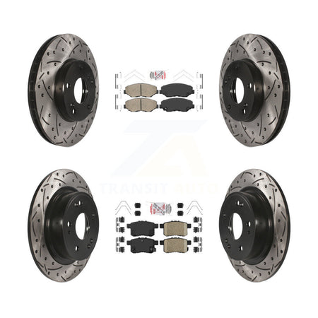 Front Rear Ceramic Pads And Coated Drilled Slotted Disc Brake Rotors Kit For Honda Accord KDA-100568