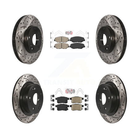 Front Rear Ceramic Pads And Coated Drilled Slotted Disc Brake Rotors Kit For Honda Accord KDA-100569