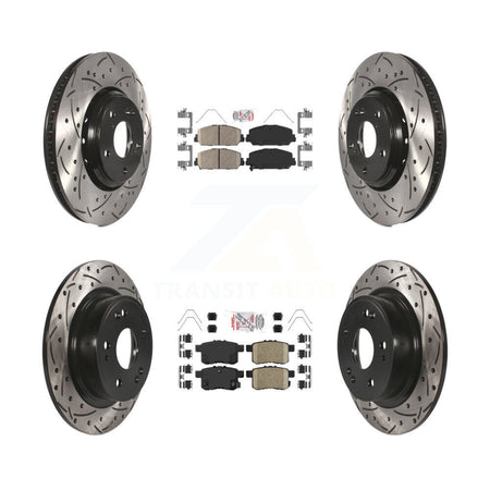 Front Rear Ceramic Pads And Coated Drilled Slotted Disc Brake Rotors Kit For Honda Accord KDA-100572