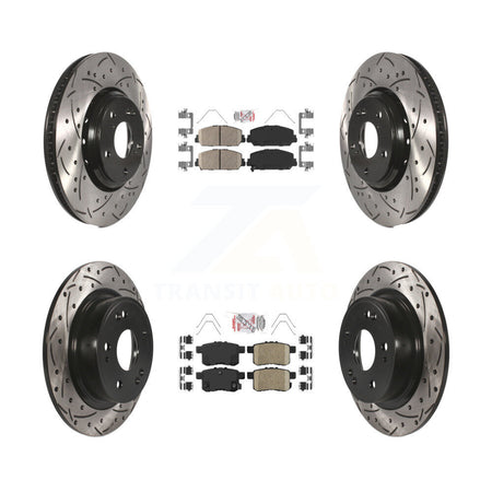 Front Rear Ceramic Pads And Coated Drilled Slotted Disc Brake Rotors Kit For Honda Accord KDA-100573