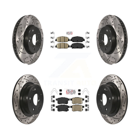 Front Rear Ceramic Pads And Coated Drilled Slotted Disc Brake Rotors Kit For Honda Accord KDA-100574