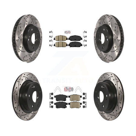 Front Rear Ceramic Pads And Coated Drilled Slotted Disc Brake Rotors Kit For Honda Accord KDA-100575