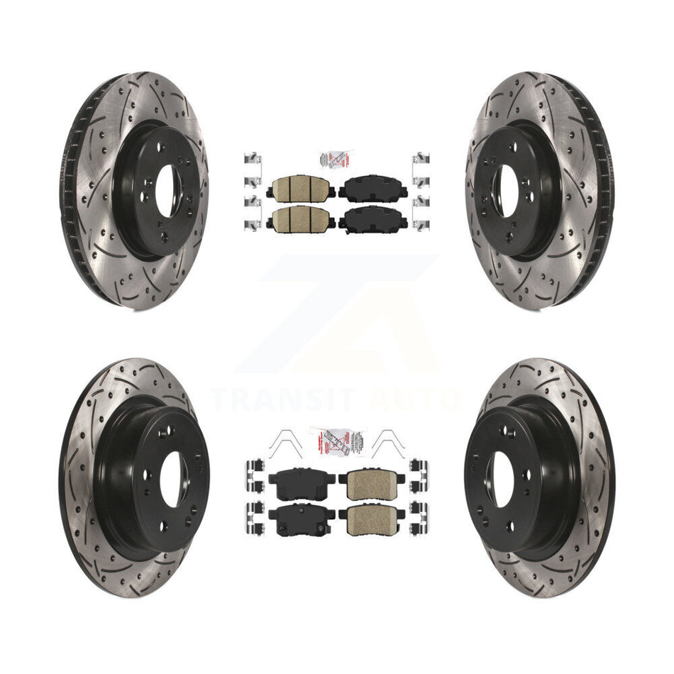 Front Rear Ceramic Pads And Coated Drilled Slotted Disc Brake Rotors Kit For Honda Accord KDA-100575