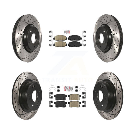 Front Rear Ceramic Pads And Coated Drilled Slotted Disc Brake Rotors Kit For Honda Accord KDA-100578