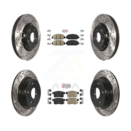 Front Rear Ceramic Pads And Coated Drilled Slotted Disc Brake Rotors Kit For Honda Accord KDA-100579